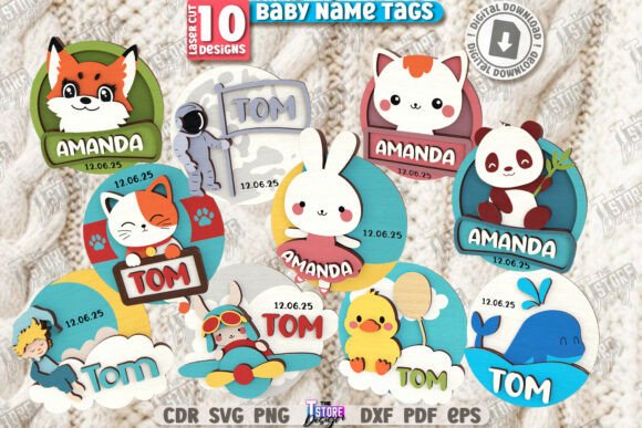 3D Baby Name Tags Laser Cut Bundle CNC