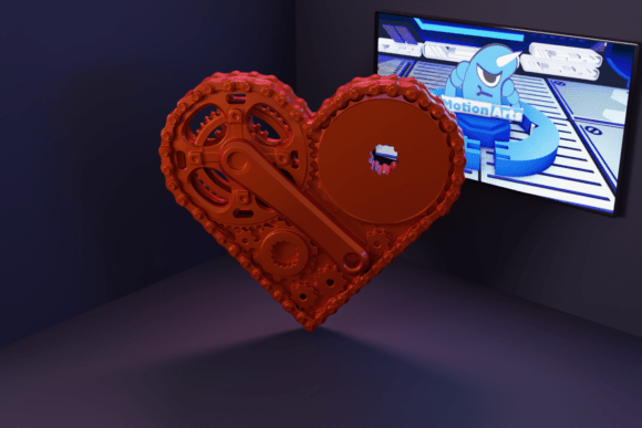 3D Bike Gear Heart: Merging Mechanical Precision with Emotional Design