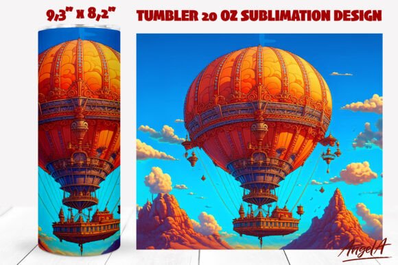 3D Fantasy Tumbler: Hot Air Balloon Art