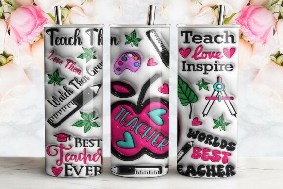 3D Inflated Teacher Tumbler Warp Design