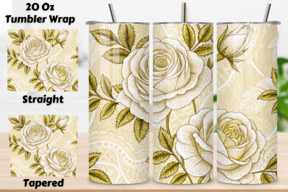 3D Lace Rose Seamless Tumbler Wrap