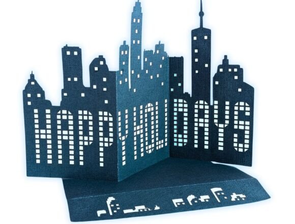 Create a City Skyline Holiday Card 3D SVG