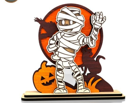 Halloween Mummy Figurine Cut Template