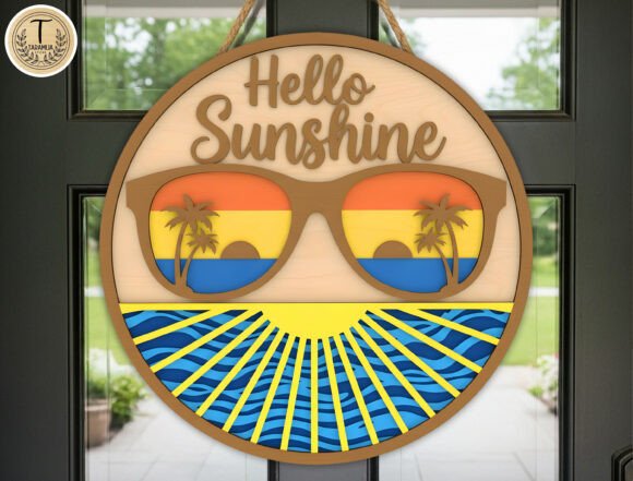 Hello Sunshine Beach Door Hanger SVG