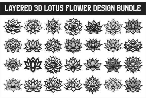 Layered 3D Lotus Flower Design Bundle