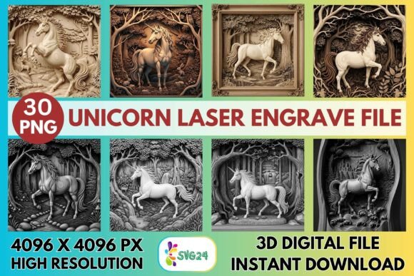 Mastering Fantasy Aesthetics with the Unicorn Laser Engrave PNG File