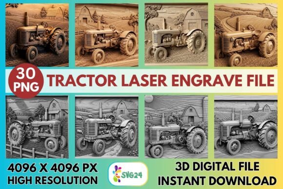 Mastering Rustic Aesthetics with the Tractor Laser Engrave PNG File