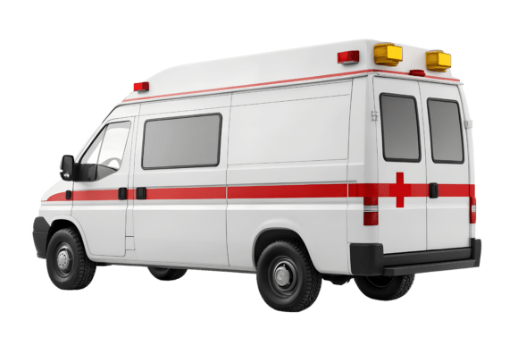 White Ambulance with Red Stripes Isolate: Enhancing Medical Visuals for Design and Safety